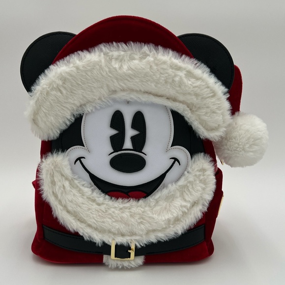 Loungefly Santa Mickey Mouse Mini Backpack - Picture 1 of 7